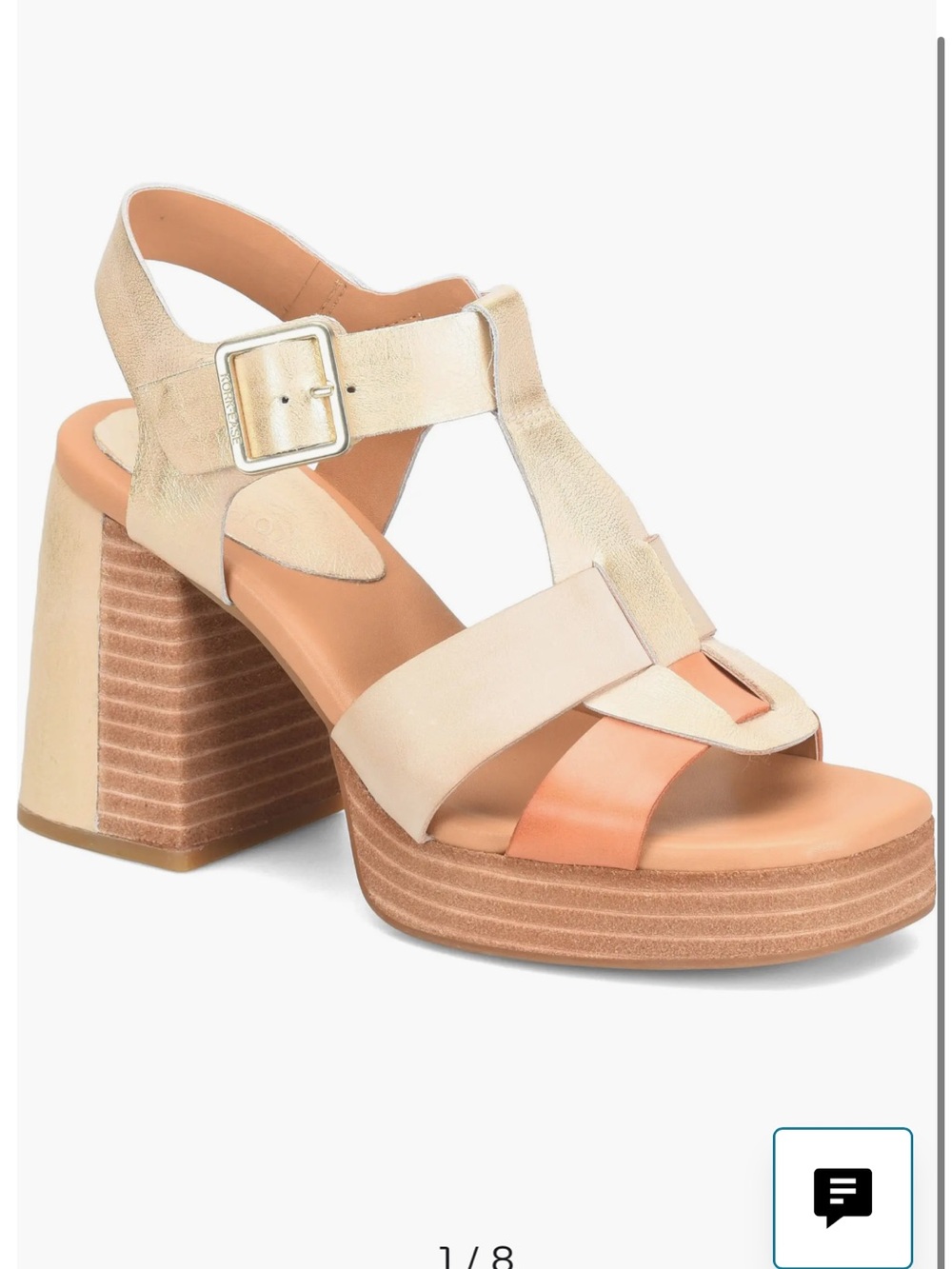 Kork-Ease Women's Macey Ankle Strap Platform Sandal Size 9 Gold Metallic Combo